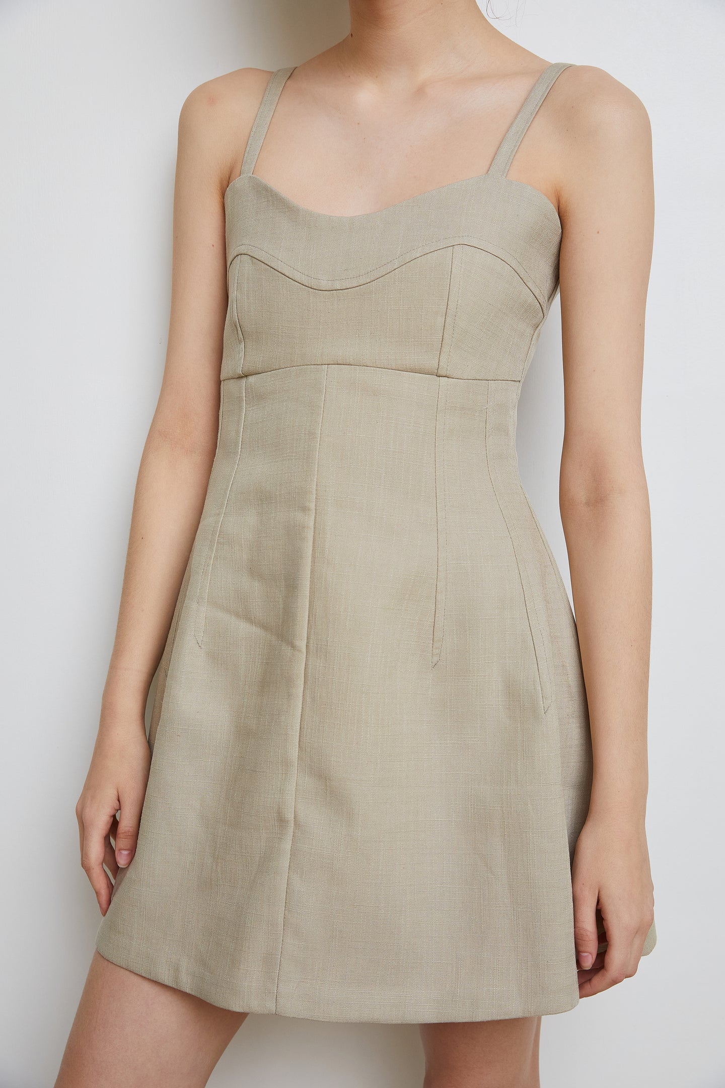 Linen Short Dress, Khaki – SourceUnknown